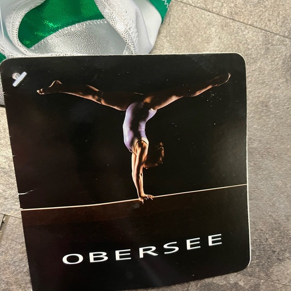 NW5 O3GL055 Obersee Gymnastics dance Leotard Athletic Cross Back Green sz AS - Picture 7 of 10